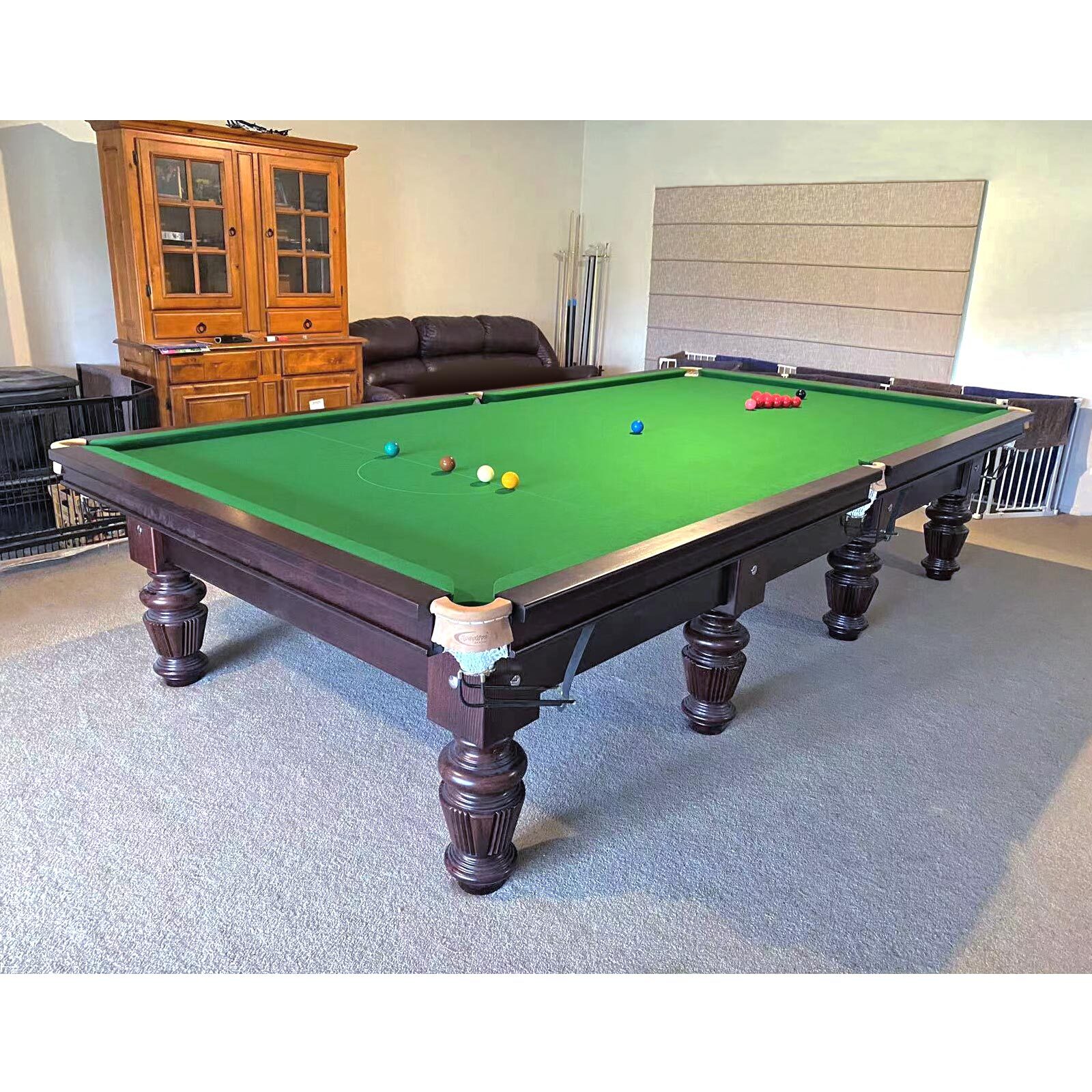 12 Foot Slate Windsor Snooker Table - Timber cushion