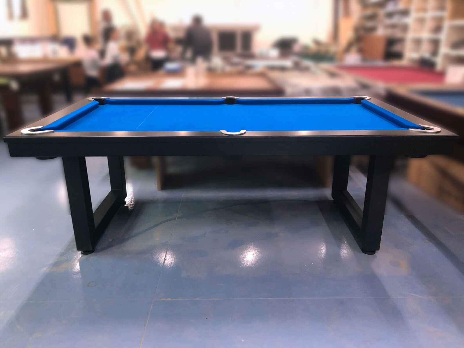 Special 7 Foot Slate Odyssey Pool Billiards Table with Blue Felt, Black Steel Frame