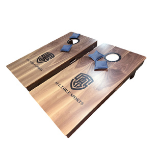 All Table Sports Tournament Cornhole Board Walnut Timber Veneer, 2 Boards, 8 Game Bags