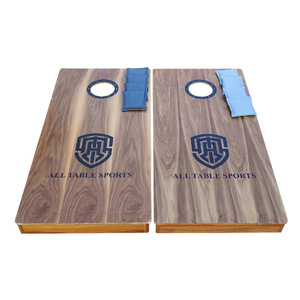 All Table Sports Tournament Cornhole Board Walnut Timber Veneer, 2 Boards, 8 Game Bags