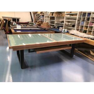 Glass Pool/Billiards table Dining Top, Timber top surround, Glass top
