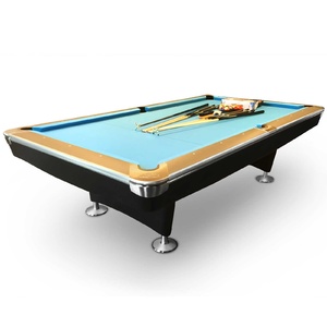 8 Foot Slate American Styled Billiards 9 Ball Table - Black body with Blue felt