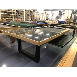 Glass Pool/Billiards table Dining Top, Timber top surround, Glass top