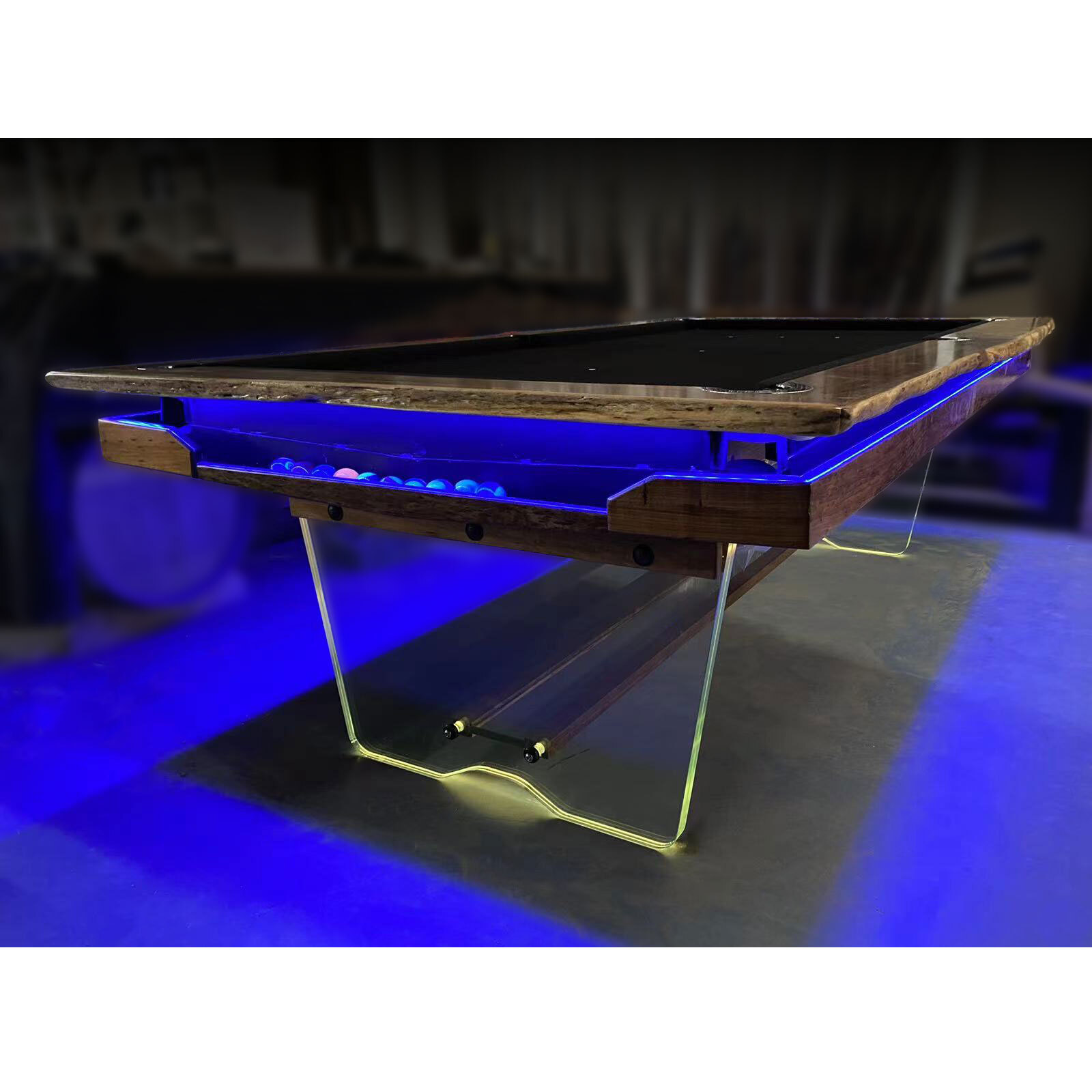 Pre-Made 8 Foot Slate Levitate Deluxe Pool Billiards Table, Blackwood Timber