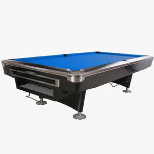 8 Foot Slate American Styled Billiards 9 Ball Table - Black body with Blue felt