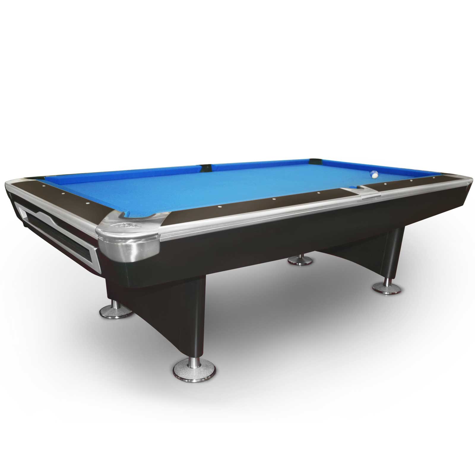 9 Foot Slate American Styled Billiards 9 Ball Table - Black body with Blue felt