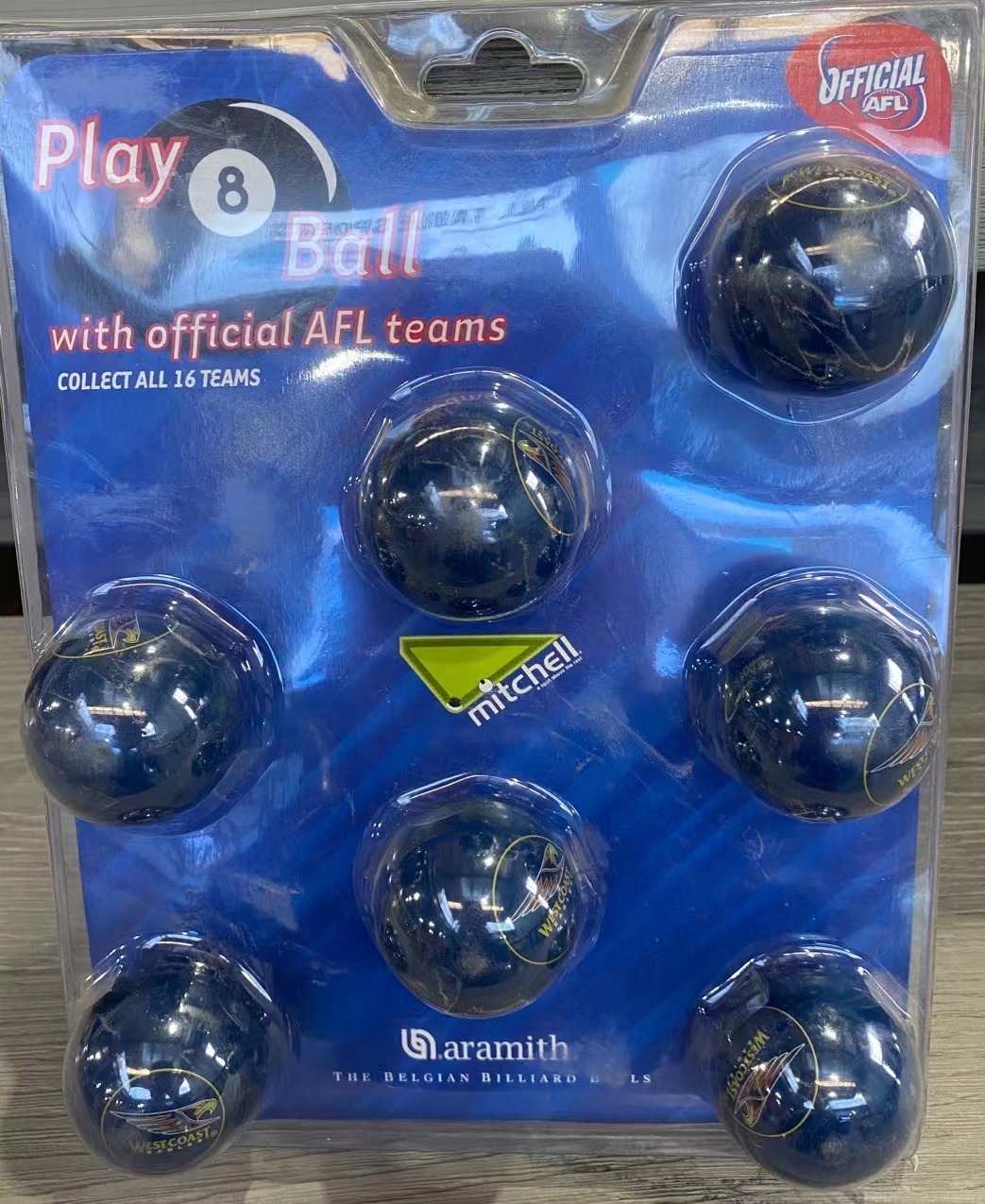 Aramith Pool Snooker Billiards Balls with official AFL Team logos - Western Coast